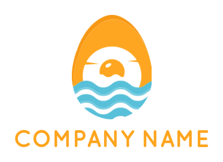 travel logo sunset with waves inside egg