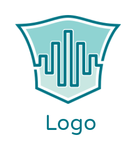music logo symbol equalizer bar inside shield 