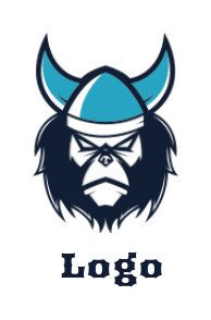 animal logo angry gorilla wearing Viking Helmet