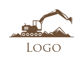 generate a construction logo excavator and mountains - logodesign.net