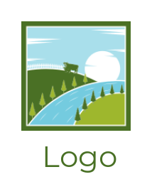 agriculture logo online farm and river square - logodesign.net