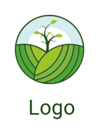 landscape logo illustration farm field and plant in circle