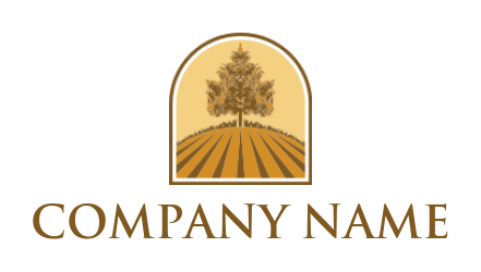 agriculture logo farm with tree in window shape