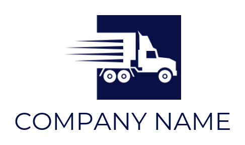 logistics logo illustration fast moving cargo truck inside square 