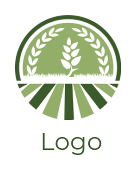 agriculture logo field and grass in circle wheat