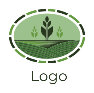 agriculture logo field and wheat in oval shape
