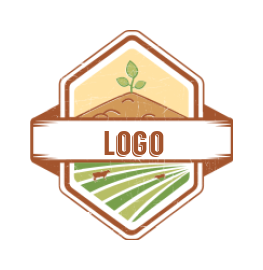 agriculture logo field in cow mountain and plant