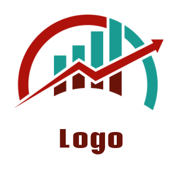 design a finance logo finance bar and arrow in semi circle 