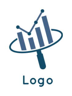investment logo magnifying glass with bar graph
