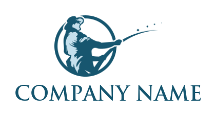 sports logo icon fisherman with rod