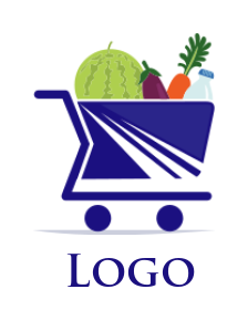 grocery store logo maker food in shopping cart
