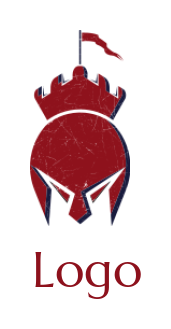 make a security logo fortress on spartan helmet with flag