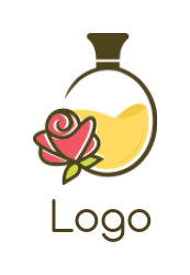 beauty logo symbol perfume bottle with rose