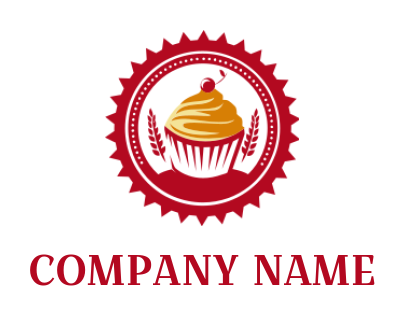 bakery logo maker fresh cupcake with wheat straws inside emblem 