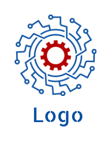 IT logo maker gear inside the circular circuitry
