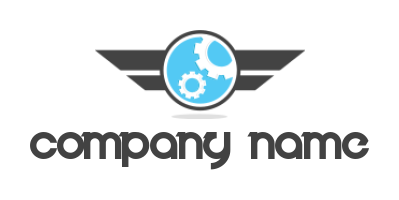 transportation logo icon gears in circle wings