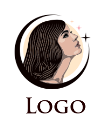 create a beauty logo girl face in circle