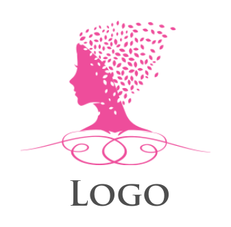 fashion logo girl merged leaves and ornaments