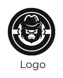 animal logo icon gorilla with cap in circle