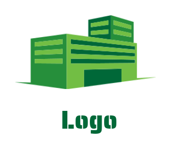 create a storage logo with a green warehouse.