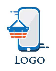 trading logo grocery basket with phone