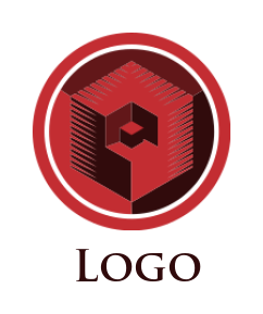 make a marketing logo half shade cuboid inside circle 