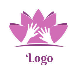 design a massage logo hands inside lotus flower