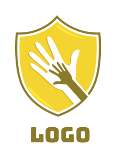 generate a foundation logo hands inside shield