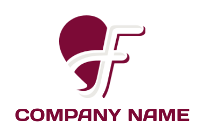 Letter F logo maker with heart behind