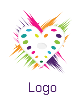 arts logo of heart palette colorful brushstroke