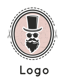 fashion logo hipster in the oval with scissors