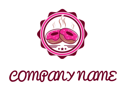 create a food logo hot pink donuts badge - logodesign.net