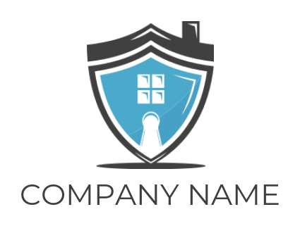 security logo house merged with shield keyhole 