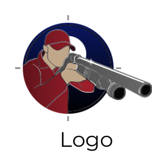 hunting logo man in target holding shot gun