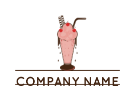 food logo icon ice cream with wafer and cherries - logodesign.net
