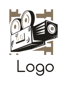 make a media logo illustration of movie camera merged with film reel 