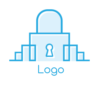 create a storage logo with key hole buildings