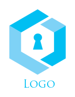  storage logo with a keyhole inside a hexagon