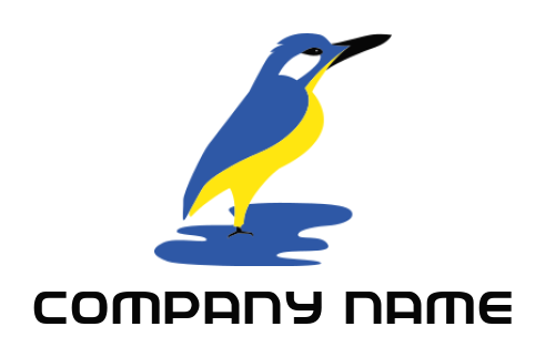 make a pet logo kingfisher bird standing on water 