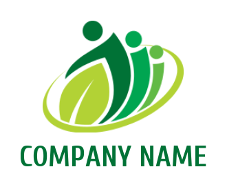 community logo leaf swoosh and abstract people
