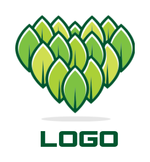 generate a landscape logo leaves in heart shape