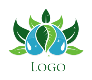 landscape logo icon leaves with water droplets