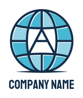 Letter A logo template inside globe