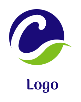 Letter C logo template in circle with leaf