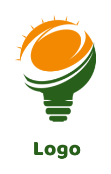 Letter E logo inside light bulb with sunrise