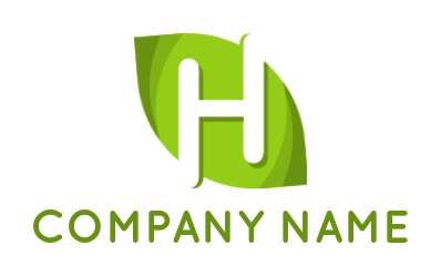 Design a Letter H logo combined with leaf shape