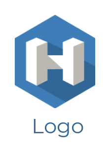 Letter H logo icon inside a polygon