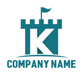 Letter K logo maker in fort with flag