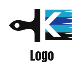 Letter K logo incorporated with paint brush