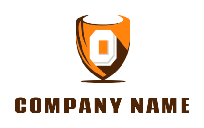 Letter O logo inside shield with drop shadow
